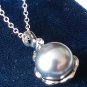 Vintage 1970-s 925 Sterling Silver Large Black Pearl Pendant / 18 inch Chain