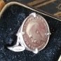 Antique Vintage 1918 George V Sterling Silver Coin Ring Signet , Size UK N, US 7