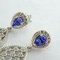 Vintage 1980-s Sapphire Sterling Silver Drop Earrings - Beautiful Design!