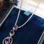 Vintage 1960-s 3 x Amethyst and Pendant on 20 inch Chain - Hallmarks for Italy.