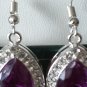 Vintage 1990-s Large Amethyst and Zircons Sterling Silver Drop Earrings - Heavy