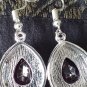 Vintage 1990-s Large Amethyst and Zircons Sterling Silver Drop Earrings - Heavy