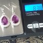 Vintage 1990-s Large Amethyst and Zircons Sterling Silver Drop Earrings - Heavy