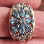 Vintage Large Heavy 1980-s 925 Sterling Silver Aquamarine Ring Size US 6, UK M