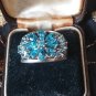 Vintage Large Heavy 1980-s 925 Sterling Silver Aquamarine Ring Size US 6, UK M