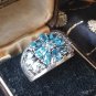 Vintage Large Heavy 1980-s 925 Sterling Silver Aquamarine Ring Size US 6, UK M