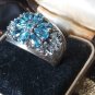 Vintage Large Heavy 1980-s 925 Sterling Silver Aquamarine Ring Size US 6, UK M