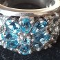 Vintage Large Heavy 1980-s 925 Sterling Silver Aquamarine Ring Size US 6, UK M