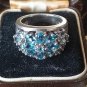 Vintage Large Heavy 1980-s 925 Sterling Silver Aquamarine Ring Size US 6, UK M