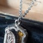 Antique Vintage Victorian 1890-s Silver Glass Pendant on Modern 20 inch Chain.