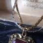 Antique Vintage Victorian 1890-s RG/Silver Glass Pendant on Modern 26 inch Chain