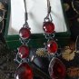 Antique Vintage Early Victorian 1830-s Silver Garnet Earrings - Nice and Heavy!
