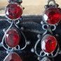 Antique Vintage Early Victorian 1830-s Silver Garnet Earrings - Nice and Heavy!