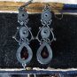 Antique Vintage Early Victorian 1830-s Silver Garnet Earrings - Nice and Heavy!