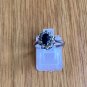 Antique Vintage 1930-s Black Sapphire Silver Ring Size UK M 1/2, US 6 1/2