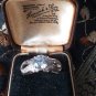 Vintage 1980-s 925 Sterling Silver Zircon Ring UK Size S, US 7 9- Beautiful!