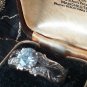 Vintage 1980-s 925 Sterling Silver Zircon Ring UK Size S, US 7 9- Beautiful!