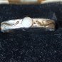 Vintage 1990-s Opal 925 Sterling Silver Ring 9 Ct Gold Band Size UK N , US 6 3/4
