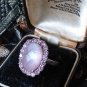 Vintage 1950-s 925 Sterling Silver Large Pink Zircon Ring Size US 7.5, UK P
