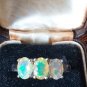 Vintage 1990-s Ethiopian Opals 925 Sterling Silver Ring Size UK R , US 8 1/2.
