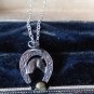 Antique Vintage Victorian 1860-s Silver Horseshoe 2 Side Pendant on Modern Chain