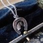 Antique Vintage Victorian 1860-s Silver Horseshoe 2 Side Pendant on Modern Chain