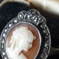 Antique Vintage Victorian 1860-s Large Cameo Silver Ring Size UK L 1/2, US 6