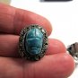 Antique Vintage 1940-s Solid Silver Egyptian Scarab Beetle Clip On Earrings.