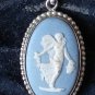 Vintage 1978 925 Blue Silver Wedgwood Pendant on 20 Inch  925 Chain - Hallmarks.