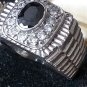 Vintage 1970-s Massive Black Onyx and CZ 925 Silver Ring Size UK Y ,US 12 -Heavy
