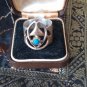 Vintage 1970-s Turquoise 925 Sterling Silver Ring Size UK M 1/2, US 6 1/4 HEAVY!
