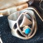 Vintage 1970-s Turquoise 925 Sterling Silver Ring Size UK M 1/2, US 6 1/4 HEAVY!