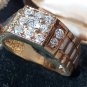 Vintage 1970-s Zircon Gold on Sterling Silver Ring Size UK U, US 10 1/4 HEAVY!