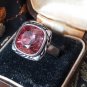 Vintage 1990-s 925 Silver Fiorelli Large Pink Zircon Ring UK M 1/2 , US 6 1/2