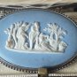 Antique Vintage 1940-s Wedgwood Blue Silver Brooch Hallmarked