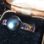 Vintage 1990-s 925 Silver Black Pearl and other Stones Ring UK S 1/2 , US 9 1/4