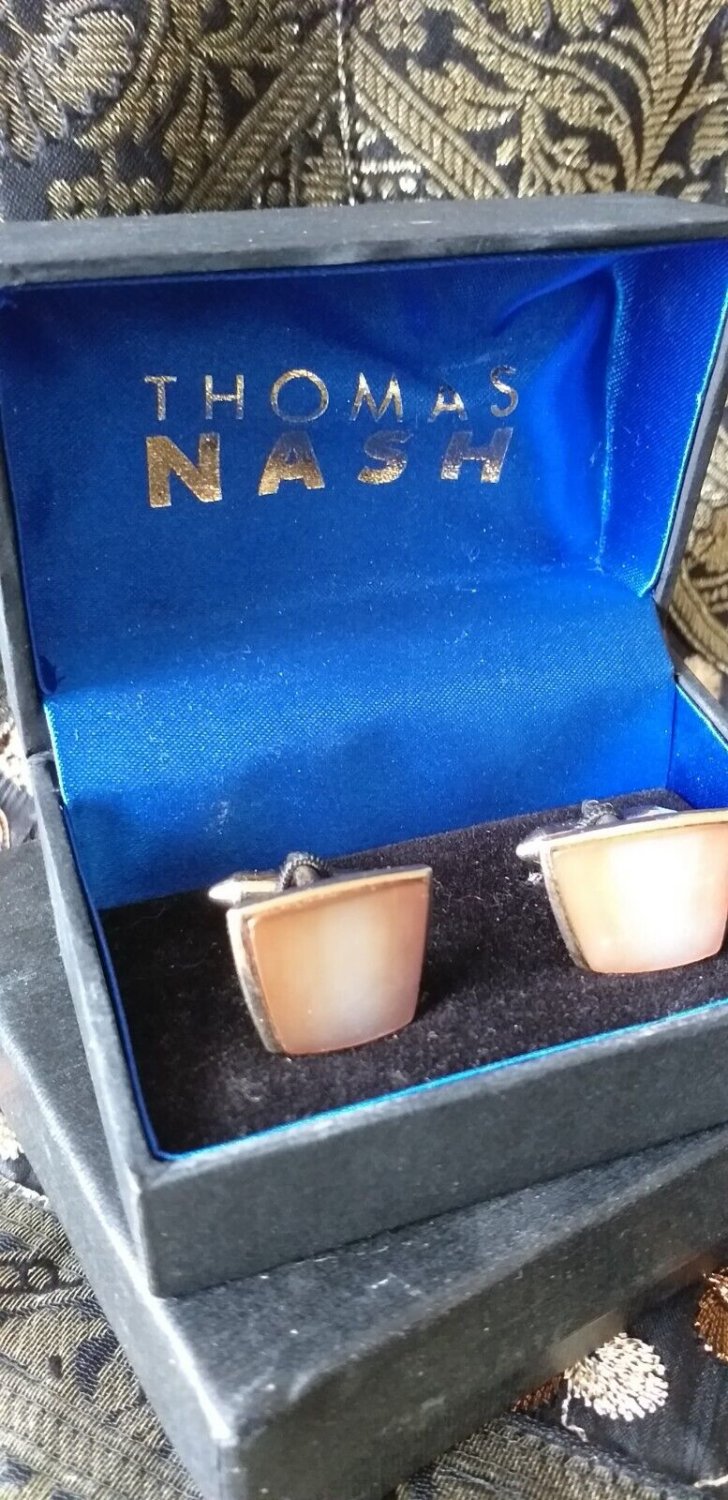 Vintage Genuine 2005 The Thomas Nash Mother of Pearl Cufflinks In Original Box.