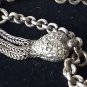 Antique Vintage Victorian Albertina Sterling Silver Bracelet with Tassle.