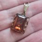 Antique Vintage Edwardian 1900-s Gilded Silver Tourmaline Pendant on 20 in Chain