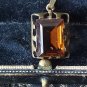 Antique Vintage Edwardian 1900-s Gilded Silver Tourmaline Pendant on 20 in Chain