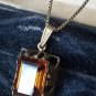 Antique Vintage Edwardian 1900-s Gilded Silver Tourmaline Pendant on 20 in Chain