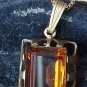Antique Vintage Edwardian 1900-s Gilded Silver Tourmaline Pendant on 20 in Chain