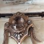 Antique Vintage Late Victorian 1890-s Rolled Gold Smokey Quartz Large Brooch