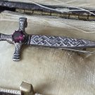 Antique Vintage Victorian Scottish Amethyst Sterling Silver  Sword Brooch.