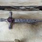 Antique Vintage Victorian Scottish Amethyst Sterling Silver Sword Brooch.