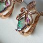 Vintage 1990-s 14 Ct Rolled Gold Mystic Topaz Zircons Earrings-Hallmarked 585 RG