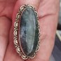 Antique Vintage 1920-s Extremely Large Silver Moss Agate Ring Size US 6 .5 ,UK M
