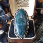 Antique Vintage 1920-s Extremely Large Silver Moss Agate Ring Size US 6 .5 ,UK M