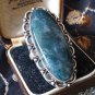 Antique Vintage 1920-s Extremely Large Silver Moss Agate Ring Size US 6 .5 ,UK M