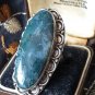 Antique Vintage 1920-s Extremely Large Silver Moss Agate Ring Size US 6 .5 ,UK M